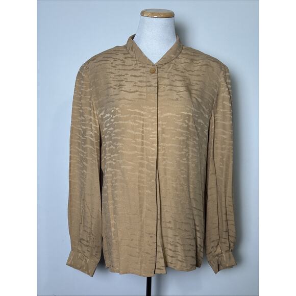Carlisle Vintage Silk Blouse Size 12 Textured Animal Print Luxury Designer - Picture 1 of 9